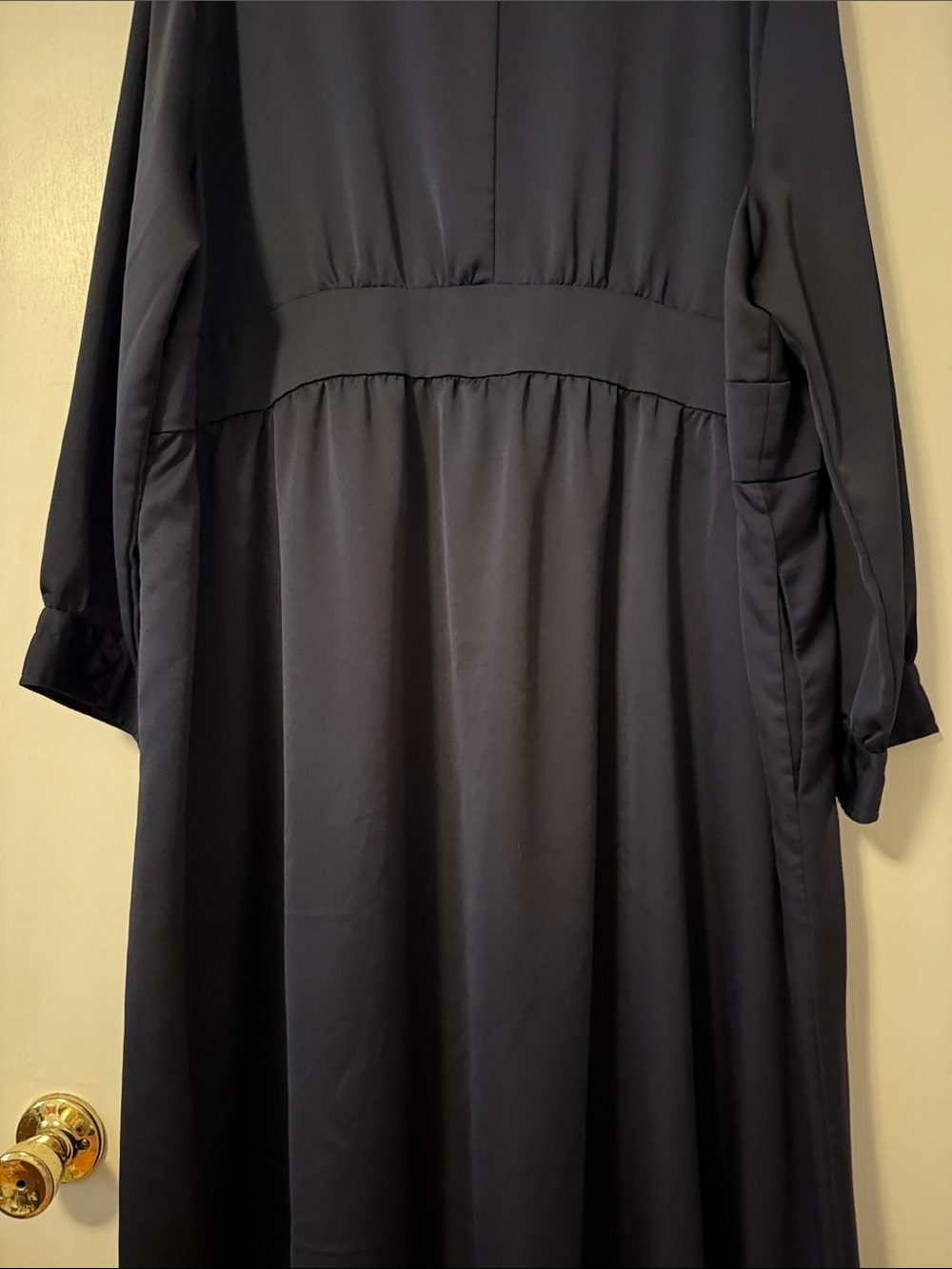 J. CREW 24 Navy Button-Front Long Sleeve Dress Plus Work Business Midi Preppy - Picture 14 of 15